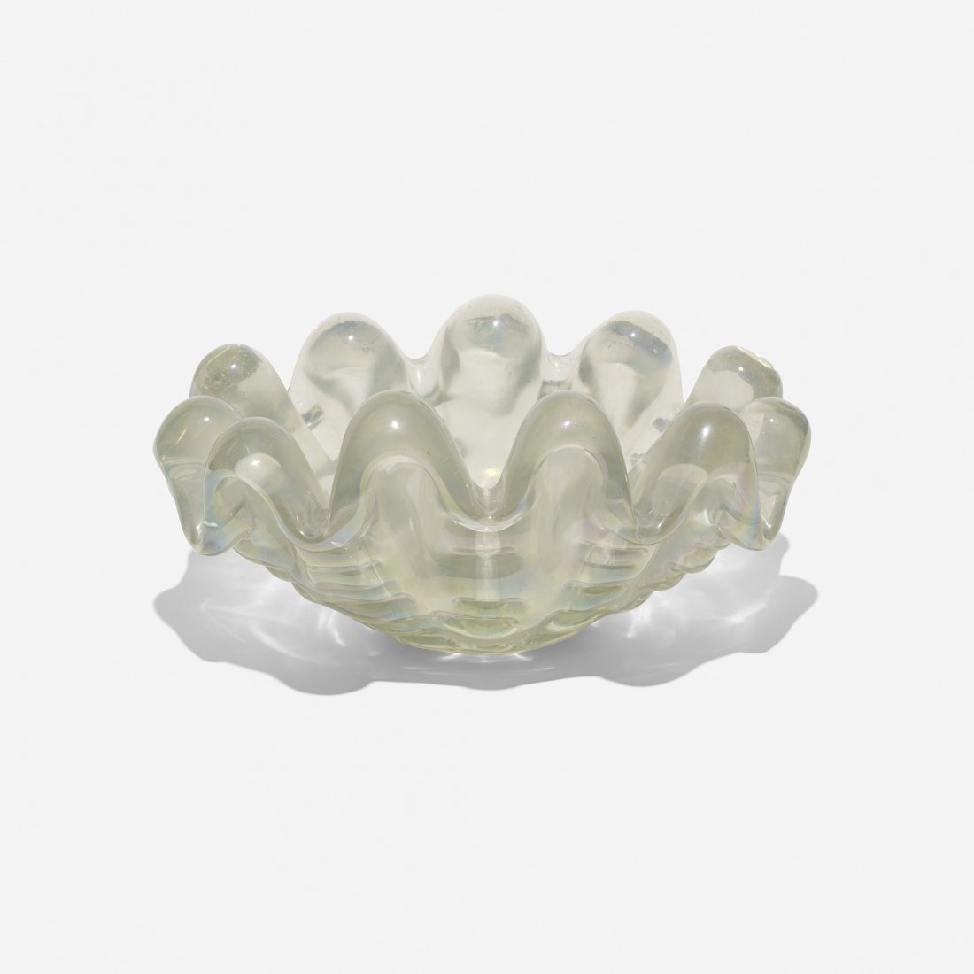 Ercole Barovier A Grosse Costolature bowl: Ercole Barovier A Grosse Costolature bowl Barovier & Toso Italy, 1942 iridized glass 14.75 w x 10.75 d x 7 h inches Literature: Venetian Art Glass: An American Collection 1840-1970, Barovier, pg. 139