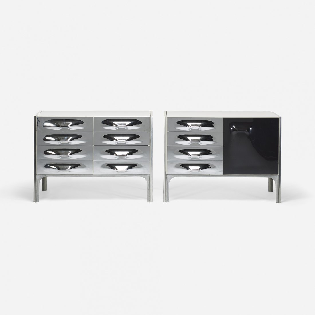 Raymond Loewy DF-2000 cabinets, pair: Raymond Loewy DF-2000 cabinets, pair Compagnie d'Esthetique Industrielle (C.E.I.) USA, c. 1970 plastic, laminate, aluminum 41.25 w x 21 d x 29.5 h inches One cabinet features eight drawers and the oth