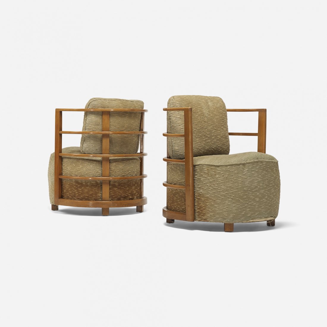 Gilbert Rohde rare Bentwood armchairs model 3451, pair: Gilbert Rohde rare Bentwood armchairs model 3451, pair Herman Miller USA, 1934 beech, upholstery 26.5 w x 28 d x 30 h inches Literature: Herman Miller Supplement 1940, pg. 42 Gilbert Rohde: Modern Des