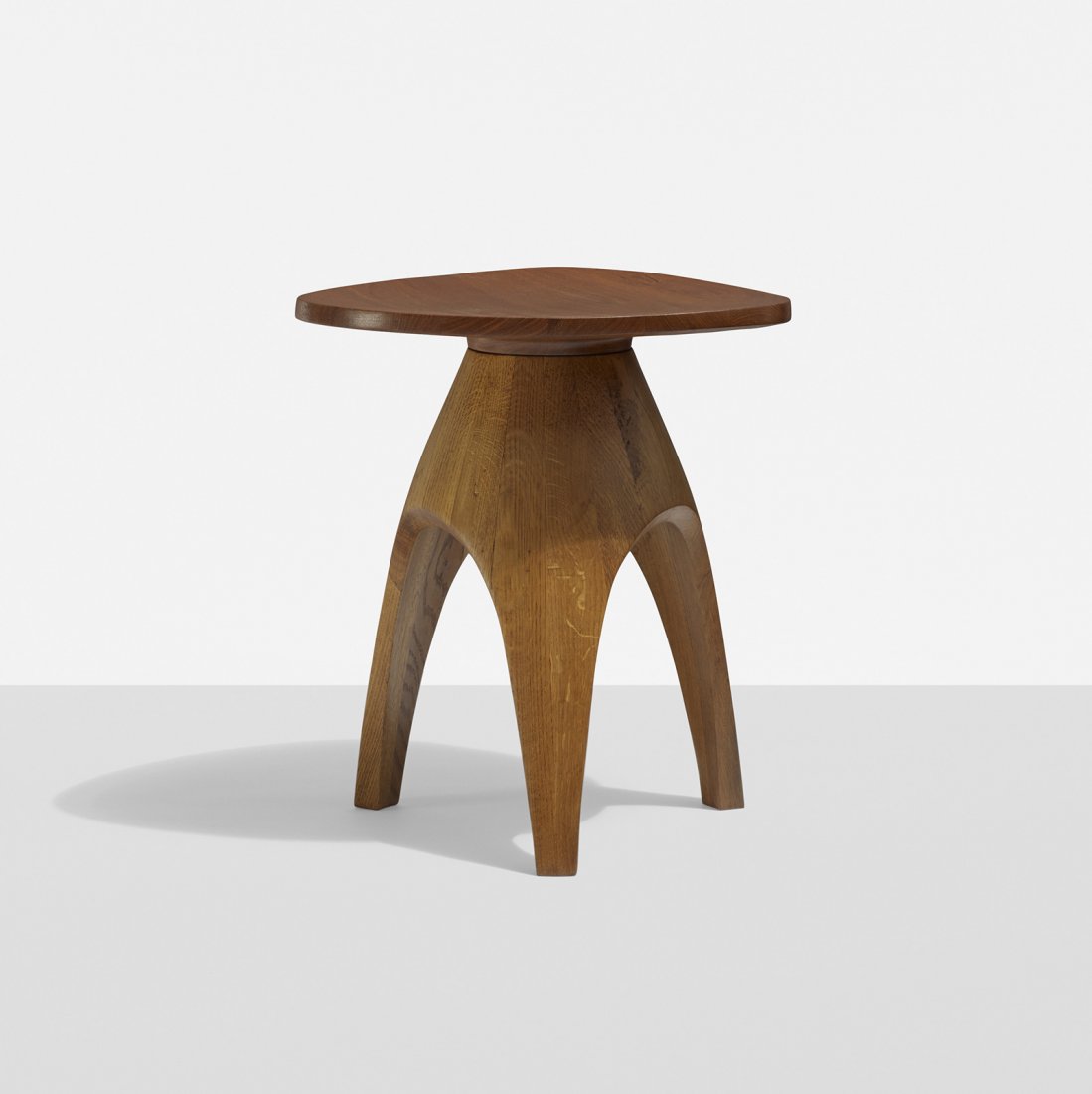 Jens Quistgaard stool: Jens Quistgaard stool Dansk Denmark, c. 1970 teak 16 w x 16 d x 18 h inches Signed with branded manufacturer's mark to underside: [Staved Teak Dansk Design Danmark JHQ].