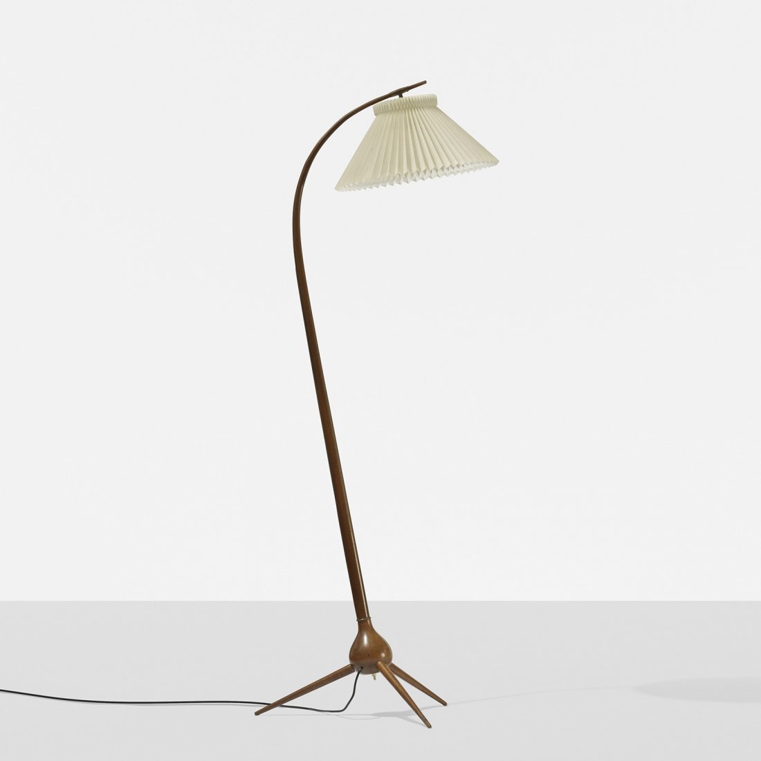 Severin Hansen floor lamp: Severin Hansen floor lamp Haslev Møbelsnedkeri A/S Denmark, c. 1955 beech, parchment, brass 18.75 w x 25 d x 62.25 h inches