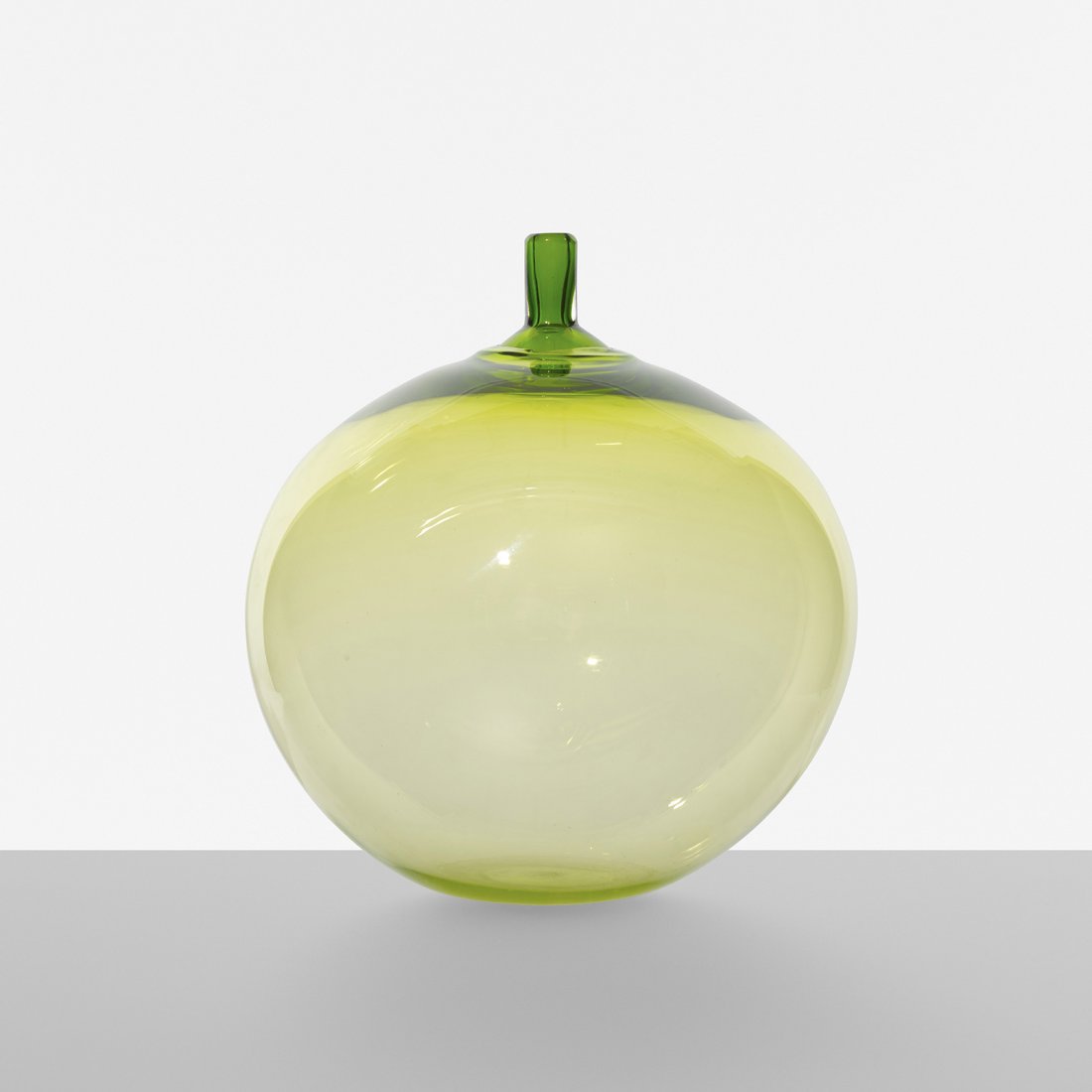 Ingeborg Lundin Apple vase: Ingeborg Lundin Apple vase Orrefors Sweden, 1957 glass 12.5 dia x 14 h inches Incised signature to underside: [Orrefors Expo L 32-57 Ingeborg Lundin]. Literature: Glas in Schweden 1915-1960, Ricke and