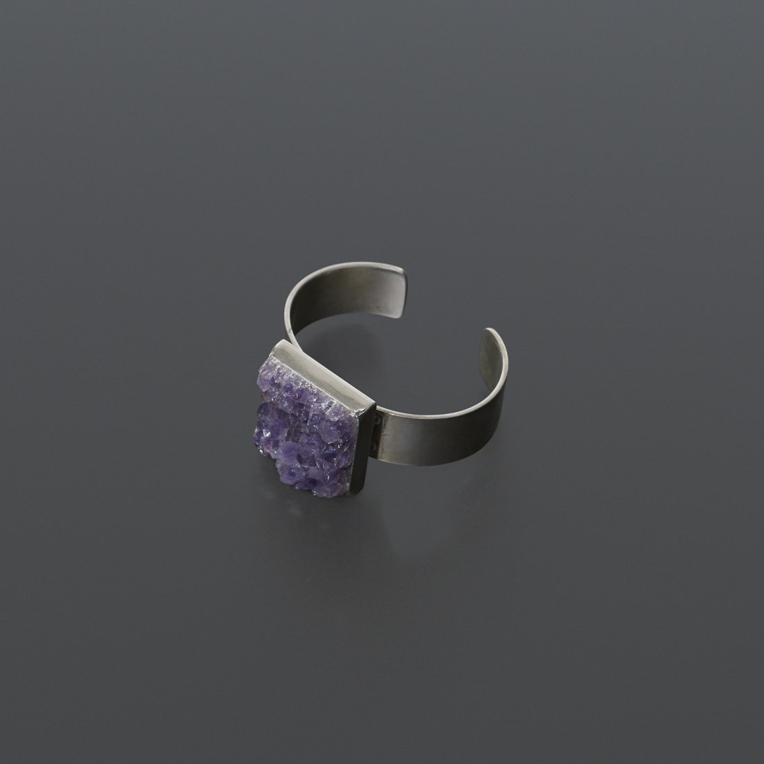 Bent Knudsen bracelet: Bent Knudsen bracelet Denmark, c. 1960 sterling silver, amethyst 2.5 w x 1.25 d x 2.5 h inches Signed with impressed manufacturer's mark to interior: [Sterling Denmark Bent K © 173].