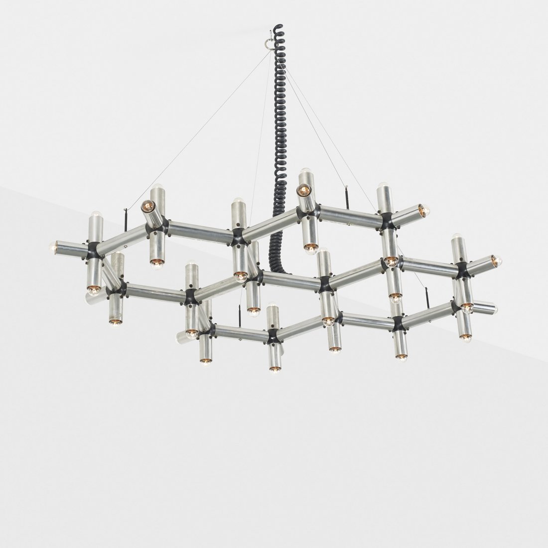 Robert Haussmann ceiling lamp: Robert Haussmann ceiling lamp Swiss Lamps International Switzerland, c. 1965 aluminum, plastic, steel, wire 58 w x 42 d x 9 h inches