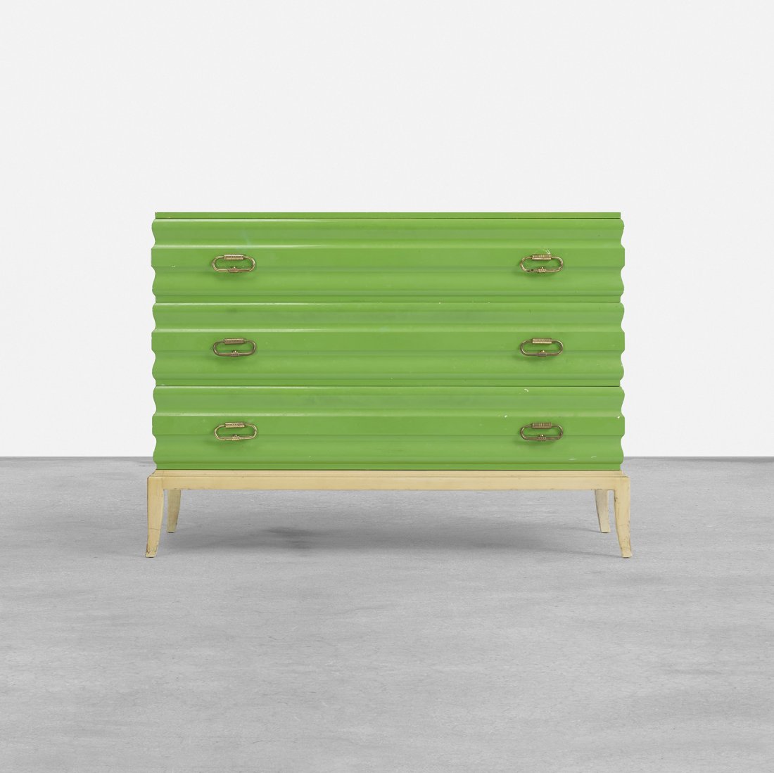 Tommi Parzinger cabinet: Tommi Parzinger cabinet Parzinger Originals USA, c. 1955 lacquered wood, brass 48 w x 21.25 d x 34.5 h inches Cabinet features three drawers. Provenance: Jean and Roger Grossman, Chappaqua, NY
