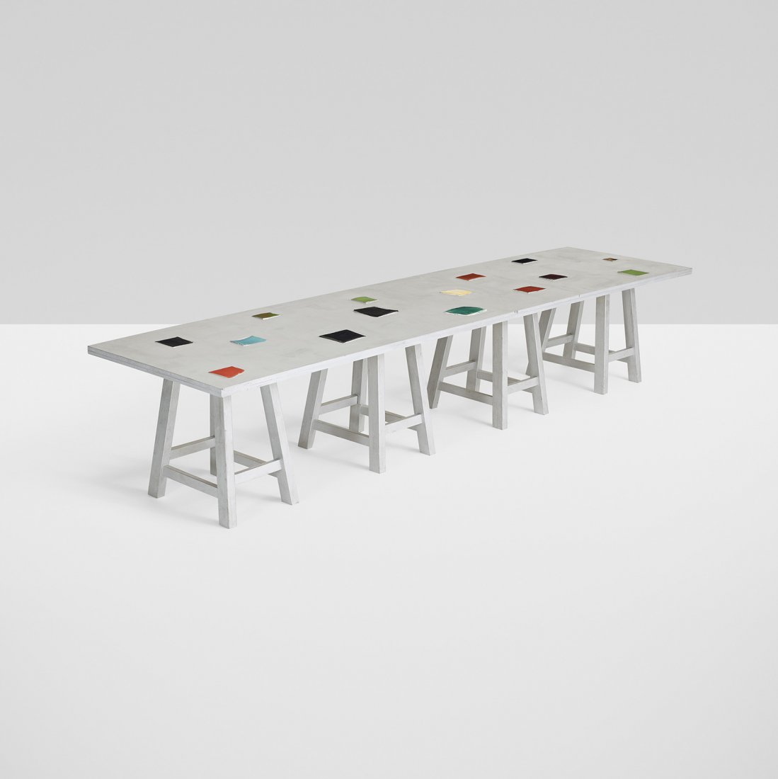 Mary Heilmann and Ricky Clifton Silver Bench: Mary Heilmann and Ricky Clifton Silver Bench USA, 2008 lacquered MDF and wood, glazed ceramic tile 97 w x 24 d x 18.5 h inches Mary Heilmann and Ricky Clifton have collaborated on a handful of works.