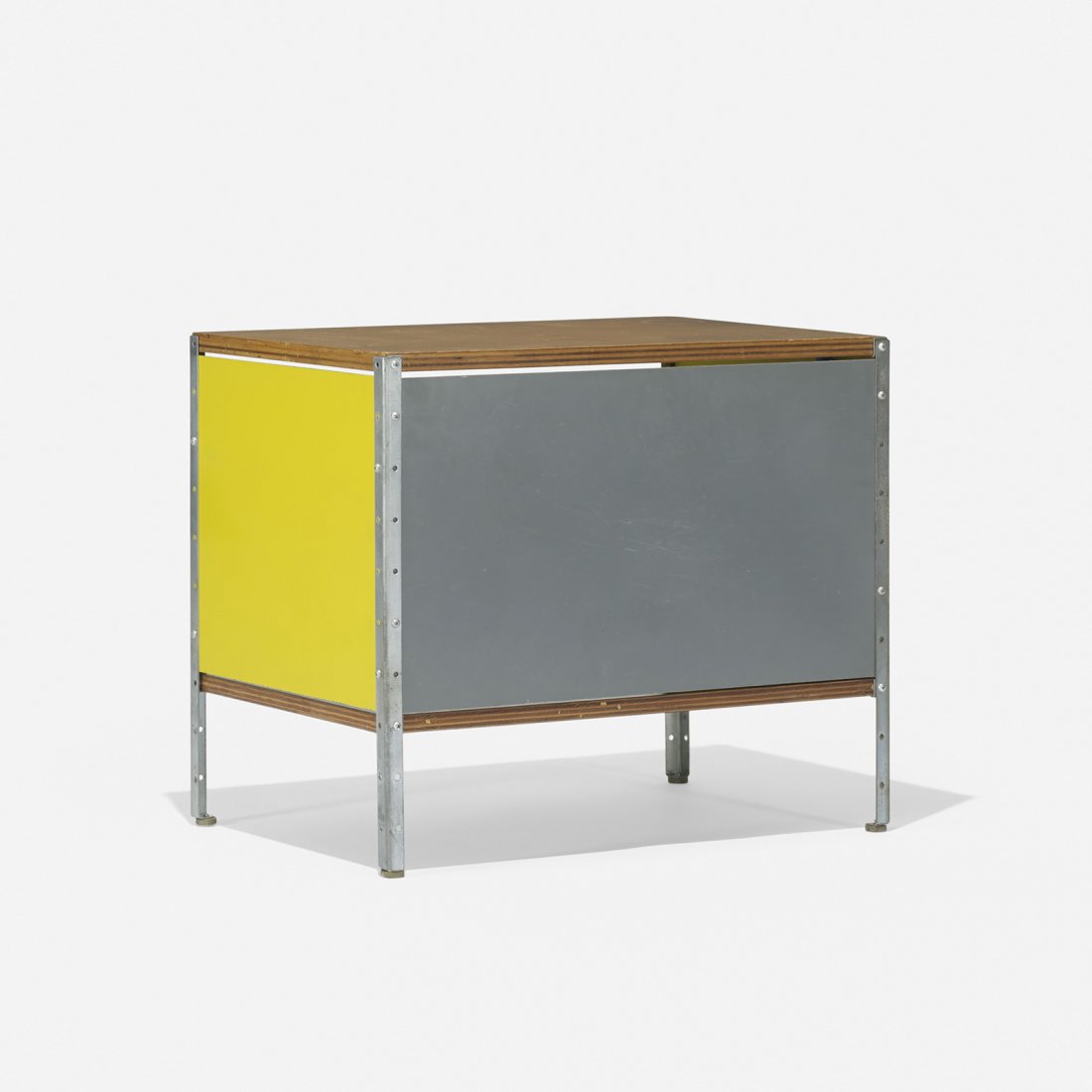 Charles and Ray Eames ESU 100-C: Charles and Ray Eames ESU 100-C Herman Miller USA, 1950 birch plywood, lacquered masonite, laminate over plywood, zinc-plated steel, rubber 24 w x 16.25 d x 20.25 h inches Literature: Eames Design: Th