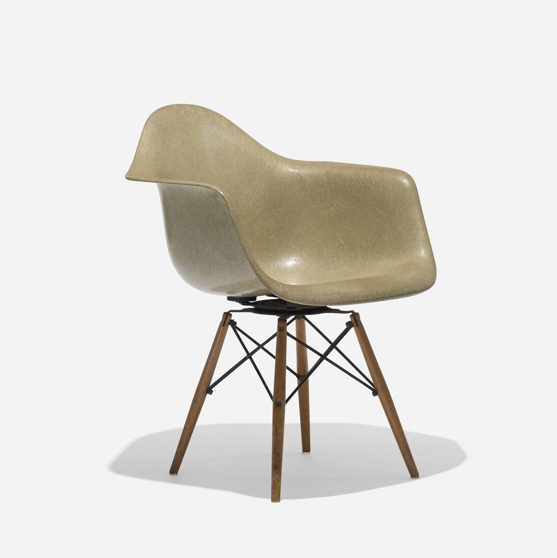 Charles and Ray Eames PAW: Charles and Ray Eames PAW Herman Miller/Zenith Plastics USA, 1950 molded fiberglass with rope edge, beech, enameled steel 24.75 w x 23.25 d x 30.75 h inches Signed with applied manufacturer's label to