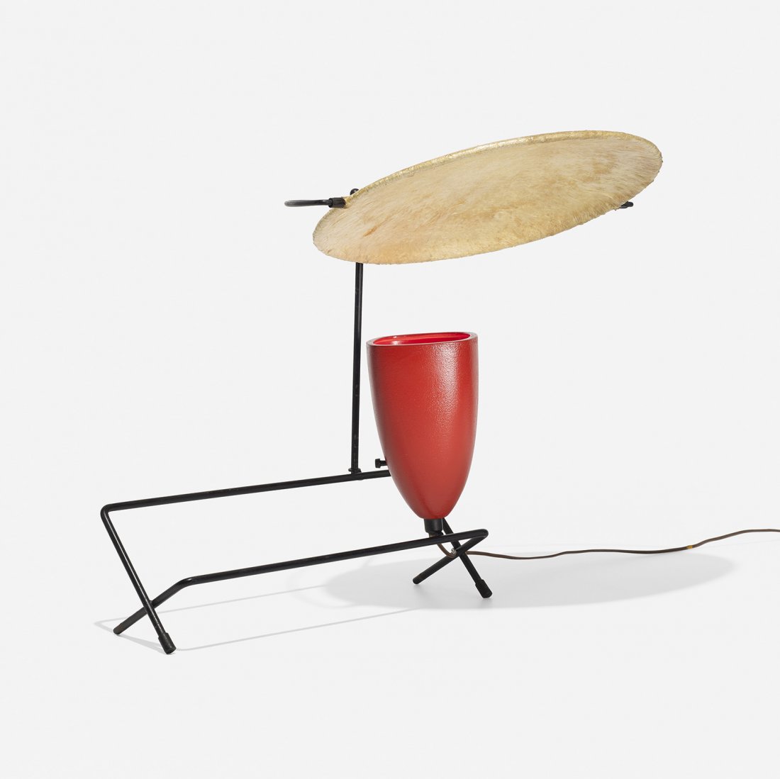 Mitchell Bobrick Control table lamp: Mitchell Bobrick Control table lamp Controlight USA, c. 1945 spun fiberglass, enameled steel, glazed ceramic, enameled brass, rubber 25 w x 18.5 d x 21.5 h inches Signed with applied manufacturer's la