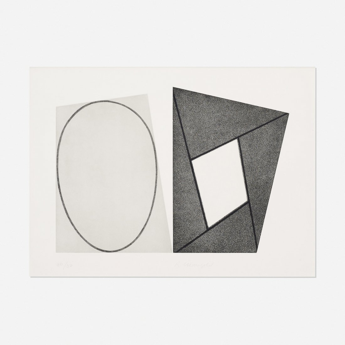 Robert Mangold Frames & Ellipses B: Robert Mangold Frames & Ellipses B USA, 1988 soft ground etching and aquatint on Fabriano paper 21.25 h x 29.25 w inches Signed and numbered to lower margin 'R. Mangold 40/50'. This work is number 40