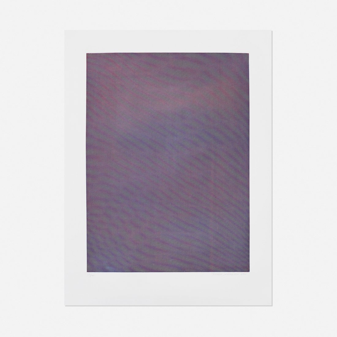 Tauba Auerbach Mesh Moire IV: Tauba Auerbach Mesh Moire IV USA, 2012 soft ground etching on paper 31.5 h x 23.75 w inches Signed, dated and numbered to lower edge '14/40 Tauba Auerbach 2012'. This work is number 14 from the editio