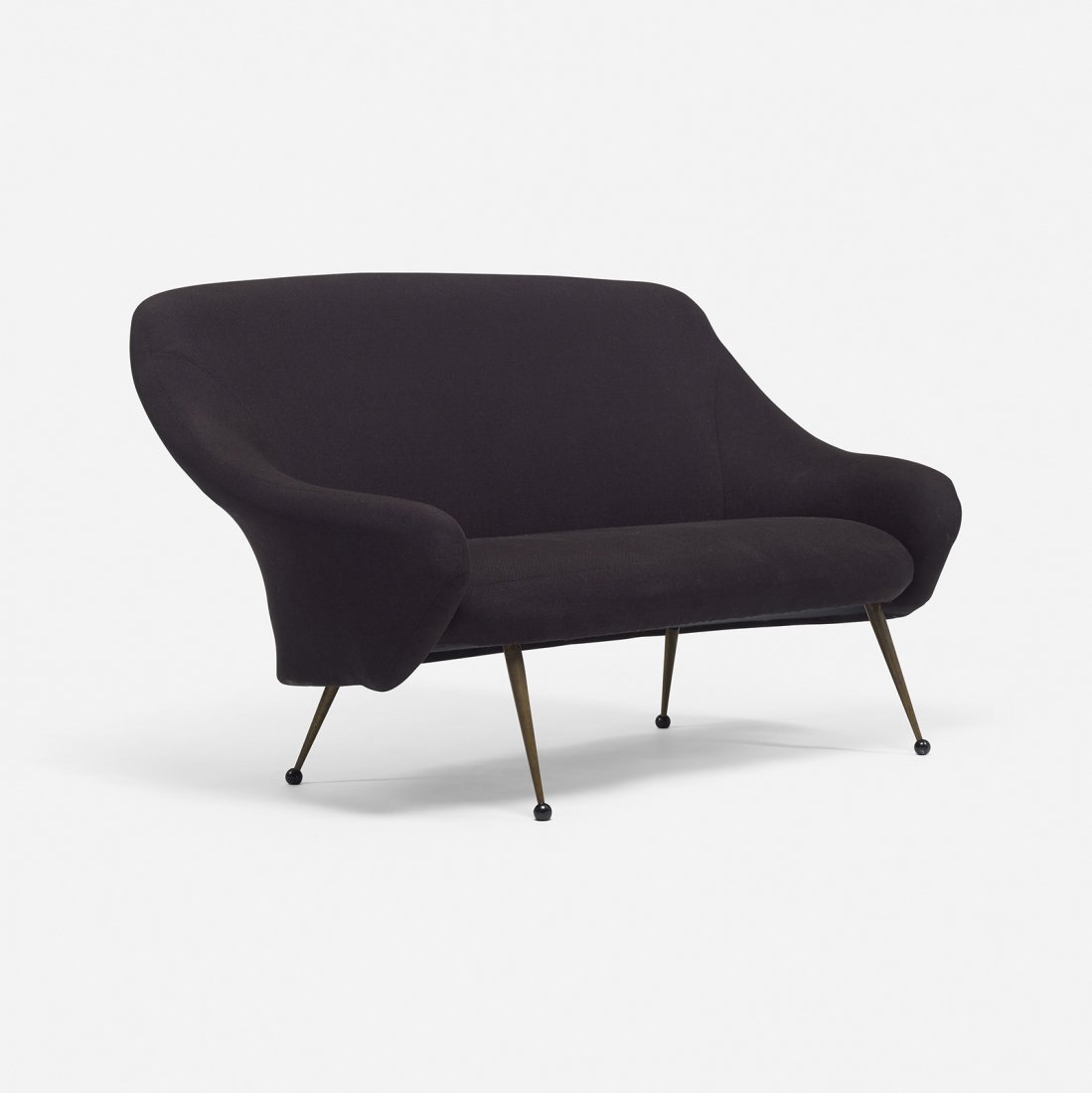 Marco Zanuso Martingala settee: Marco Zanuso Martingala settee Arflex Italy, c. 1954 upholstery, brass, plastic 58 w x 34 d x 33.75 h inches Literature: Marco Zanuso: Design, Burkhardt, ppg. 58-59 illustrate variation Repertorio 195