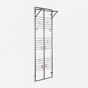 Coen de Vries Note ladder coatrack: Coen de Vries Note ladder coatrack Devo The Netherlands, 1954 enameled steel 29 w x 9.75 d x 78.25 h inches This early edition coatrack is distinguished by the use of thin round profile tubes