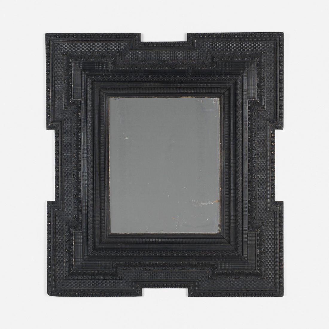 19th Century mirror: 19th Century mirror Belgium ebonized wood, mercury mirror 35.25 w x 3.25 d x 39.5 h inches