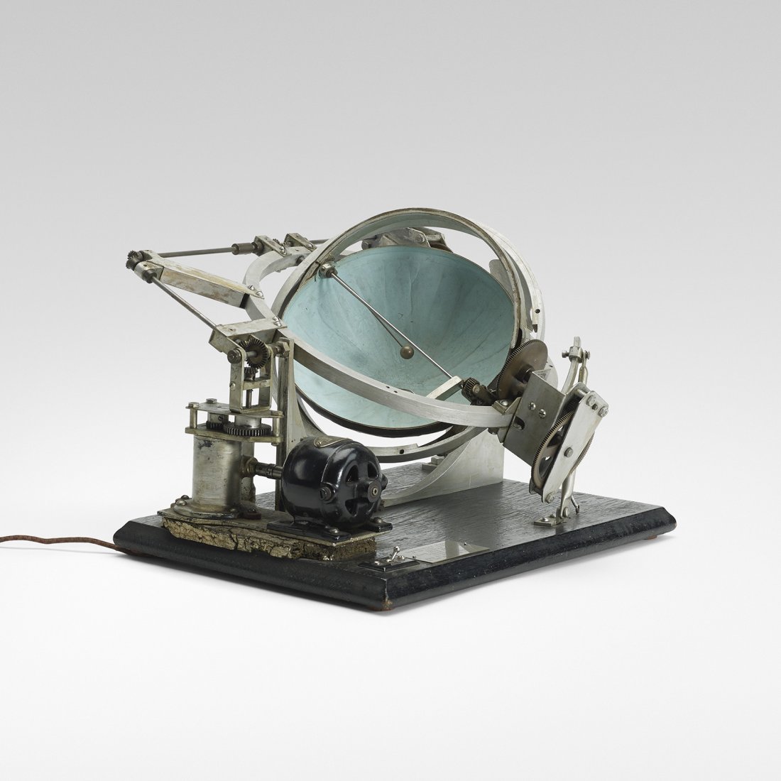 John Emerson Scott mechanical orrery: John Emerson Scott mechanical orrery USA, c. 1925 wood, aluminum 14.75 w x 16.25 d x 13 h inches This model of the solar system demonstrates the earth's seasonal changes.