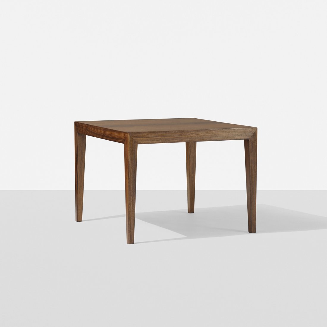 Severin Hansen occasional table: Severin Hansen occasional table Haslev Mobelsnedkeri A/S Denmark, c. 1965 rosewood 26 w x 26 d x 20 h inches Signed with applied manufacturer's label and Danish control tag to underside.