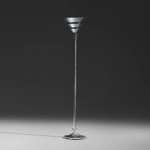 Eliel Saarinen and Walter von Nessen rare floor lamp: Eliel Saarinen and Walter von Nessen rare floor lamp Nessen Studio, Inc. USA, c. 1928 aluminum, chrome-plated metal 13.75 dia x 62.75 h inches Saarinen Swanson Family oral histories trace the design o