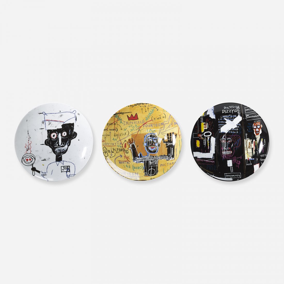 Jean-Michel Basquiat porcelain plates, set of three (1 of 2)