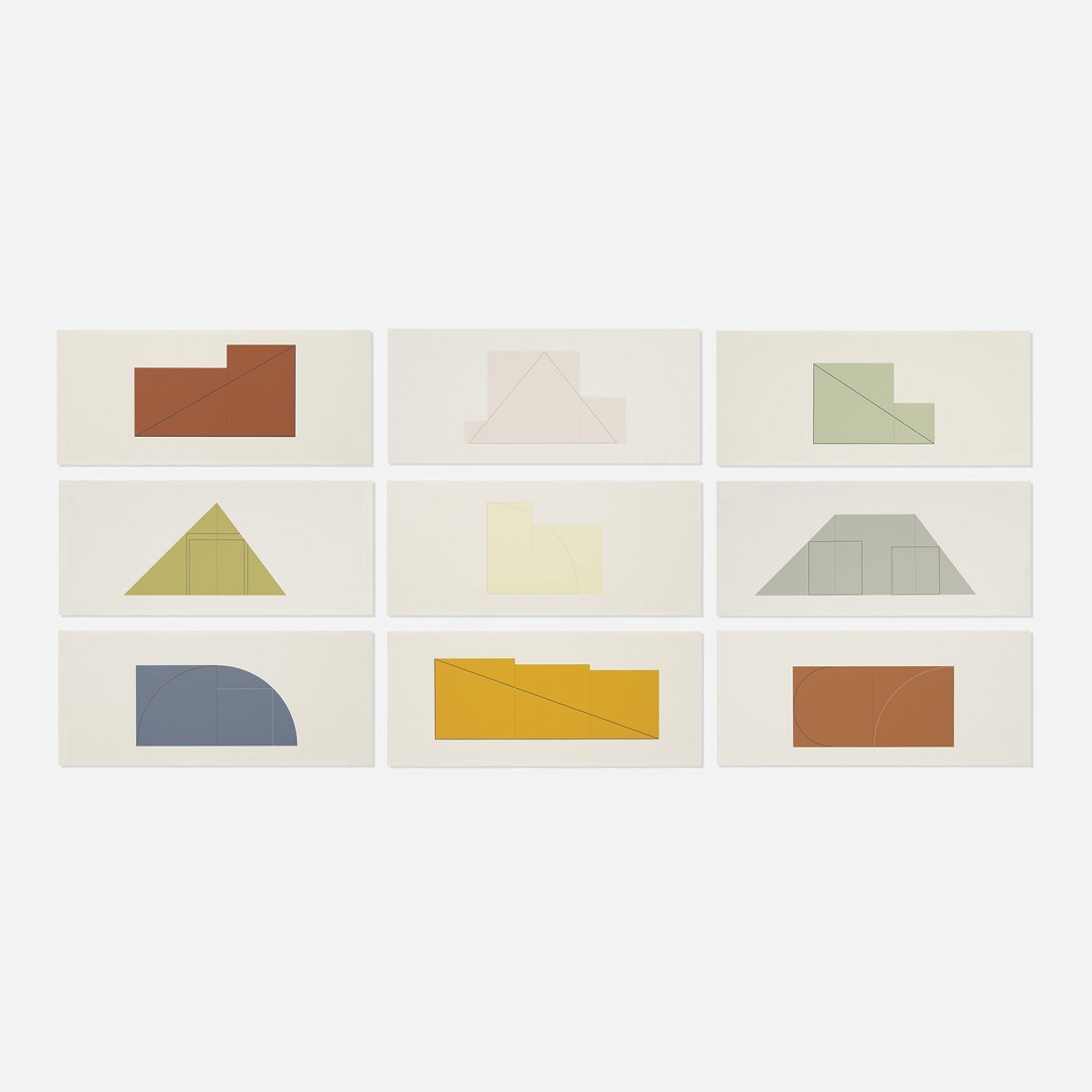 Robert Mangold Untitled from A Book of Screen Prints: Robert Mangold Untitled from A Book of Screen Prints USA, 1992 screenprints on paper 11.75 h x 27.25 w inches Signed and numbered one example 'R. Mangold 30'. These works are from the edition 300 publ