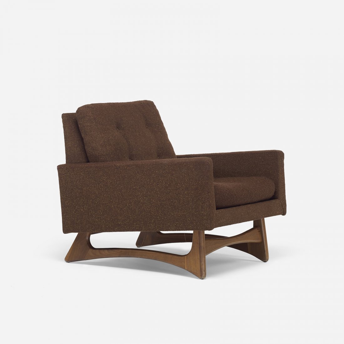 Adrian Pearsall lounge chair: Adrian Pearsall lounge chair Craft Associates USA, c. 1960 upholstery, walnut 30.5 w x 33 d x 31 h inches