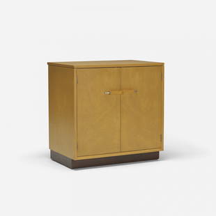 Eliel Saarinen and Pipsan Swanson Saarinen cabinet: Eliel Saarinen and Pipsan Swanson Saarinen cabinet Johnson Furniture Company USA, c. 1948 walnut, aluminum 30 w x 21 d x 30 h inches Cabinet features two doors concealing one shelf. Signed with brande