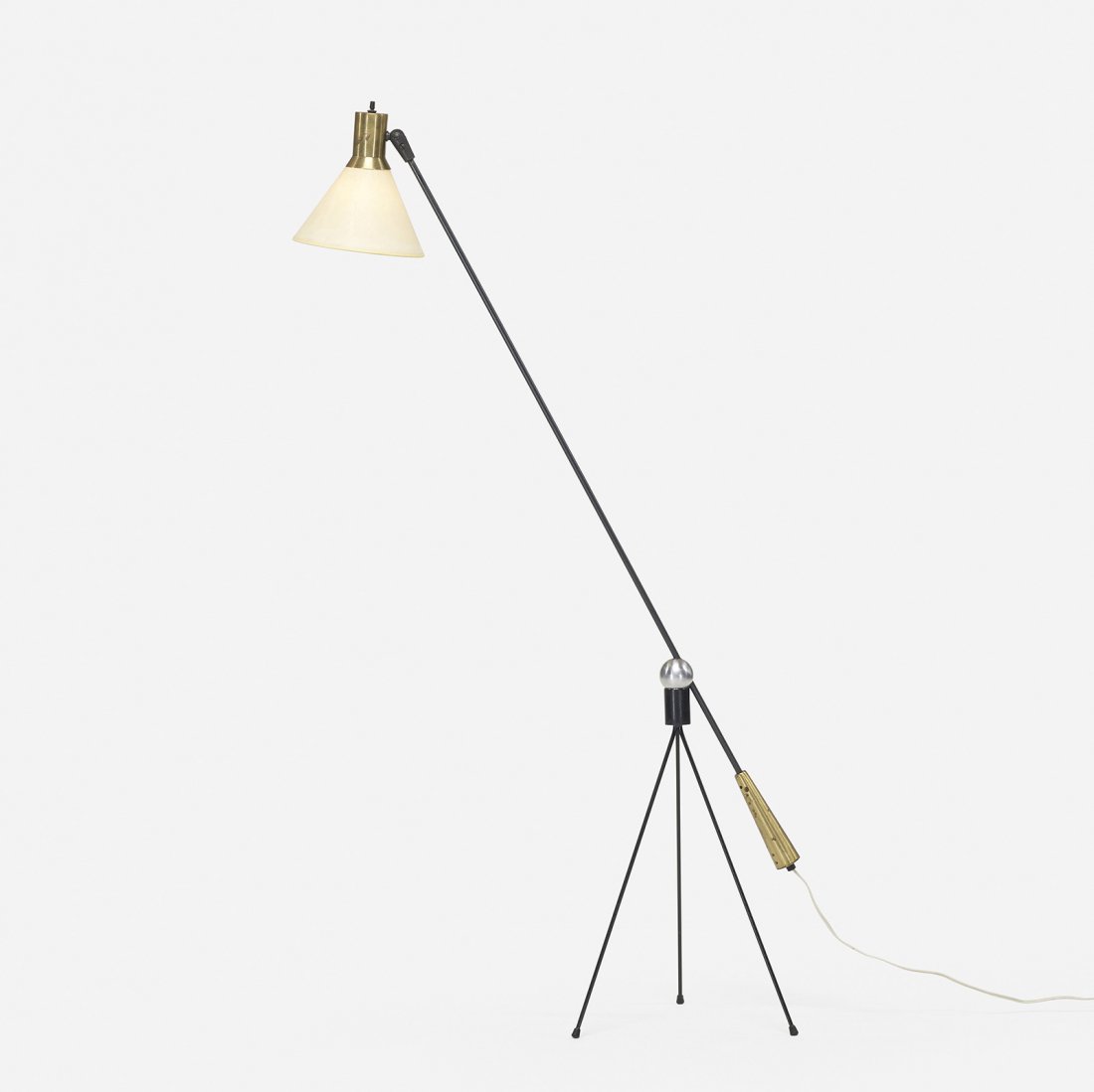Gilbert Watrous floor lamp: Gilbert Watrous floor lamp Heifetz Manufacturing Co. USA, 1951 enameled steel, brass, steel, parchment 40 w x 13 d x 48 h inches This design received the special prize in the Museum of Modern Art's Lo