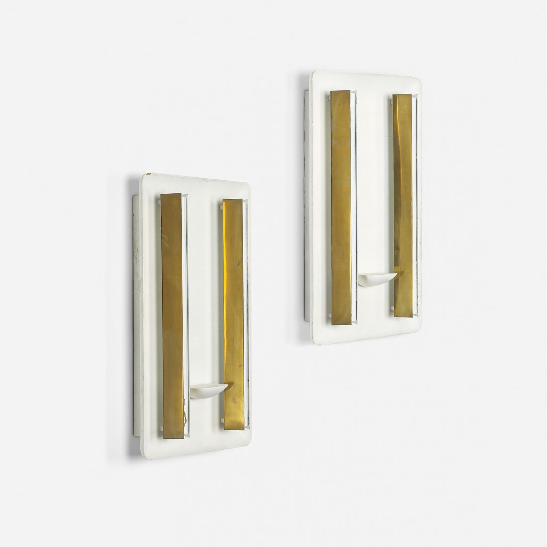 Gio Ponti Quadro Luminoso, pair: Gio Ponti Quadro Luminoso, pair Giordano Chiesa Italy, c. 1950 carved and lacquered wood, brass, lacquered brass 18.5 w x 6.5 d x 31 h inches Literature: Gio Ponti l'Arte Si Innamora dell'industria, L