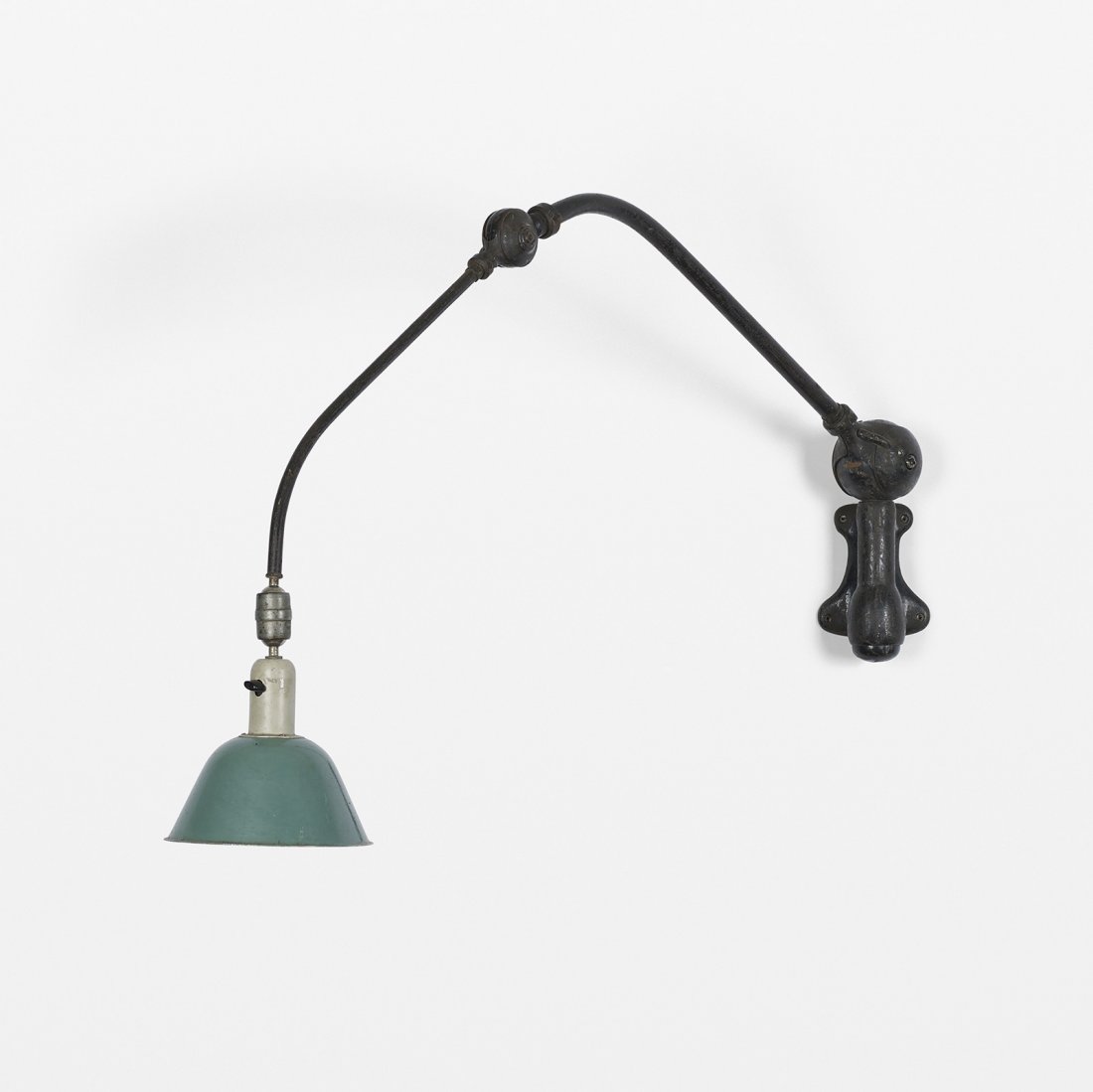 Johan Petter Johansson early Triplex wall lamp: Johan Petter Johansson early Triplex wall lamp Triplex Fabriken Sweden, 1919/c. 1930 enameled steel, enameled aluminum 8.25 w x 52 d x 26 h inches Signed with impressed manufacturer's mark to socket: