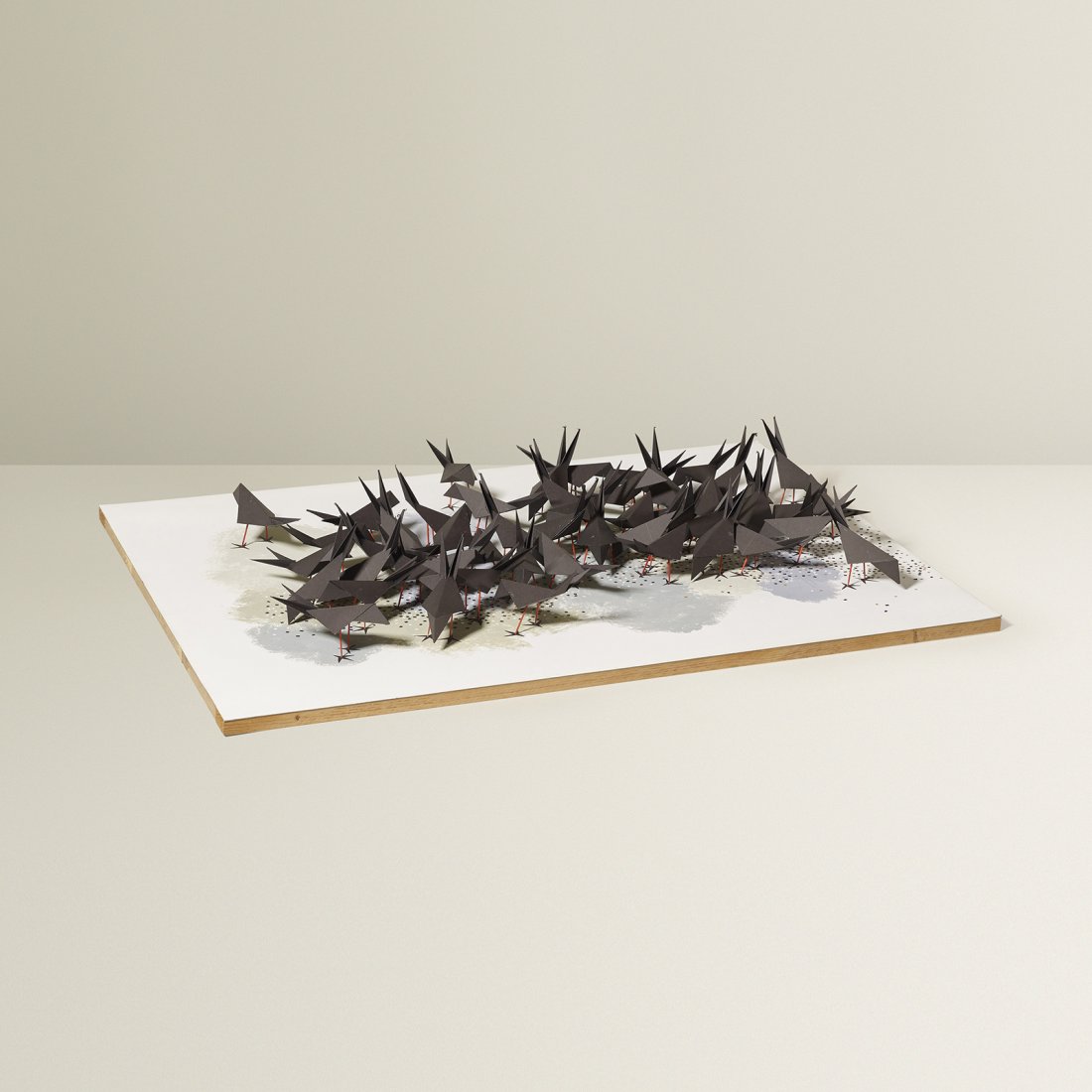 Irving Harper Untitled (Birds): Irving Harper Untitled (Birds) USA paper and painted toothpick construction 30 h x 40 w x 5.75 d in Exhibited: Irving Harper: A Mid-Century Mind at Play, 14 September 2014 - 24 January 2015, The Rye A