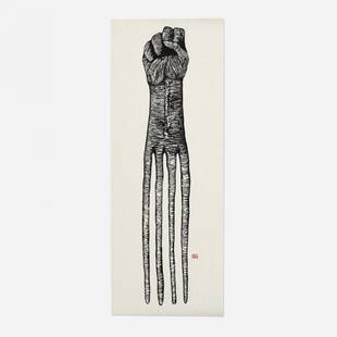 Sanford Biggers Afropick: Sanford Biggers Afropick USA, 2005 woodcut on Mulberry paper 72 h x 27.25 w inches Signed and numbered to lower edge 'S Biggers PP 3/4'. This work is number 3 of 4 printer's proofs aside from the edit