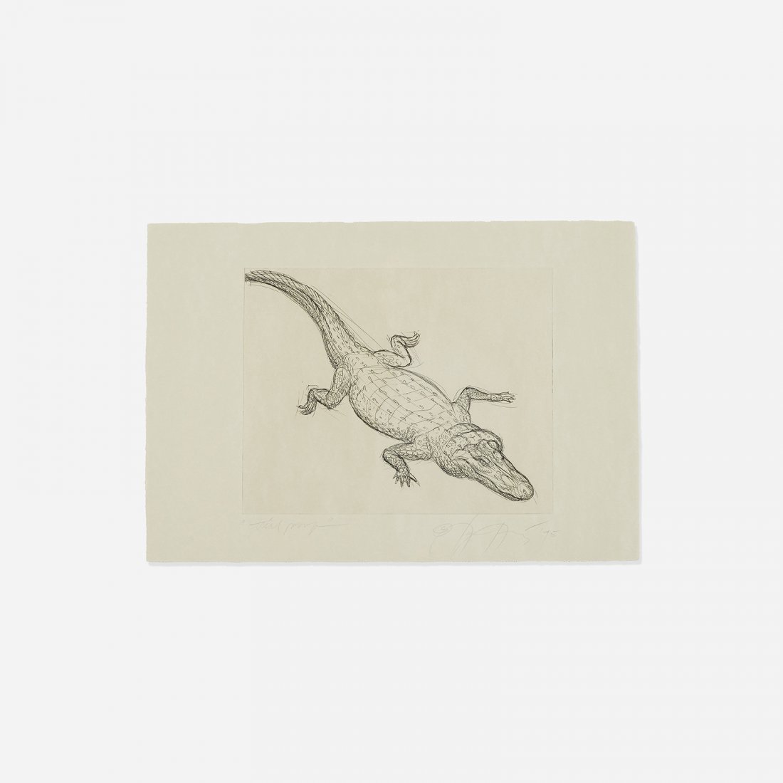 Luis Jimenez Study for Los Lagartos: Luis Jimenez Study for Los Lagartos USA, 1995 lithograph and etching on paper 15 h x 21.75 w inches Signed, dated and numbered to lower edge 'Trial Proof Luis Jimenez 95'. This work is a trial proof a