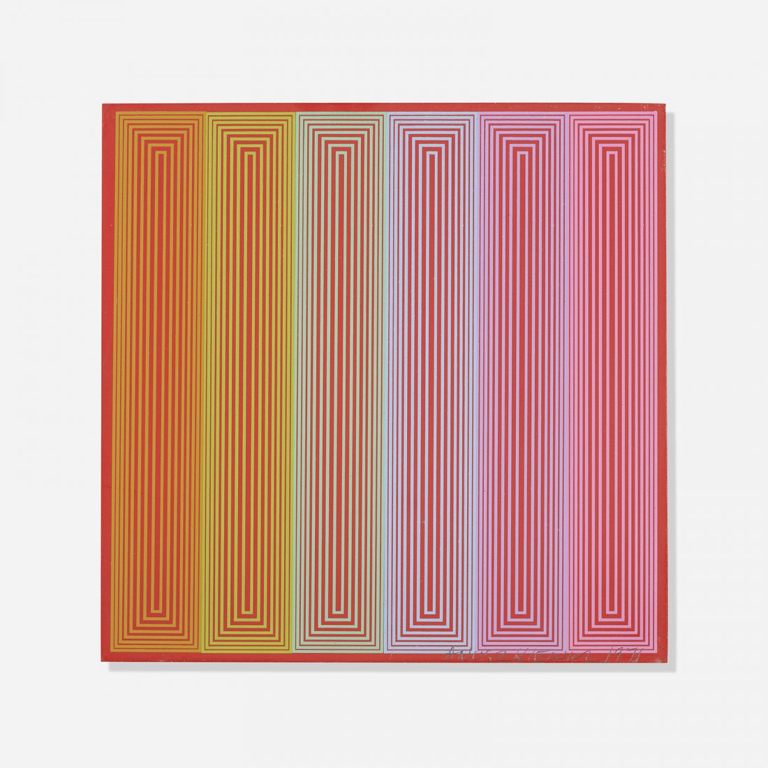 Richard Anuszkiewicz Untitled (Annual Edition): Richard Anuszkiewicz Untitled (Annual Edition) USA, 1971 screenprint on Masonite 7 h x 7 w inches Signed and dated to lower edge 'Anuszkiewicz 1971'. In 1963 Richard Anuszkiewicz was invited to create