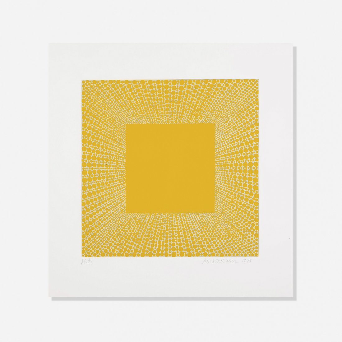 Richard Anuszkiewicz Untitled: Richard Anuszkiewicz Untitled USA, 1979 etching with aquatint on paper 31 h x 30.5 w inches Signed, dated and numbered to lower edge 'A.P. 4/15 Anuszkiewicz 1979'. This work is number 4 of 15 artist's