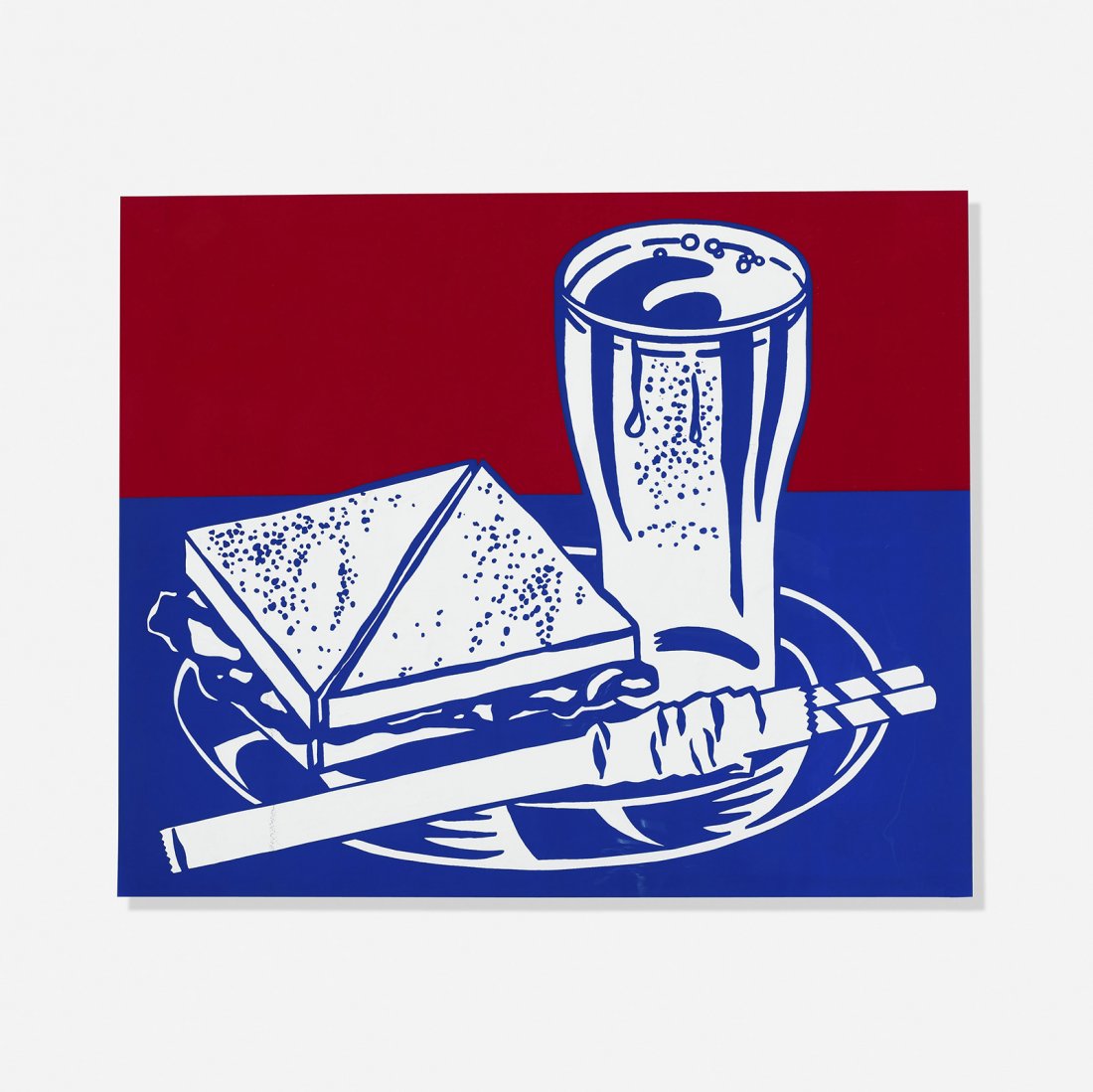 Roy Lichtenstein Sandwich and Soda: Roy Lichtenstein Sandwich and Soda (from the Ten Works x Ten Painters portfolio) USA, 1964 screenprint on clear plastic 20 h x 24 w inches This work is from the edition of 500 printed by Ives-Sillman,