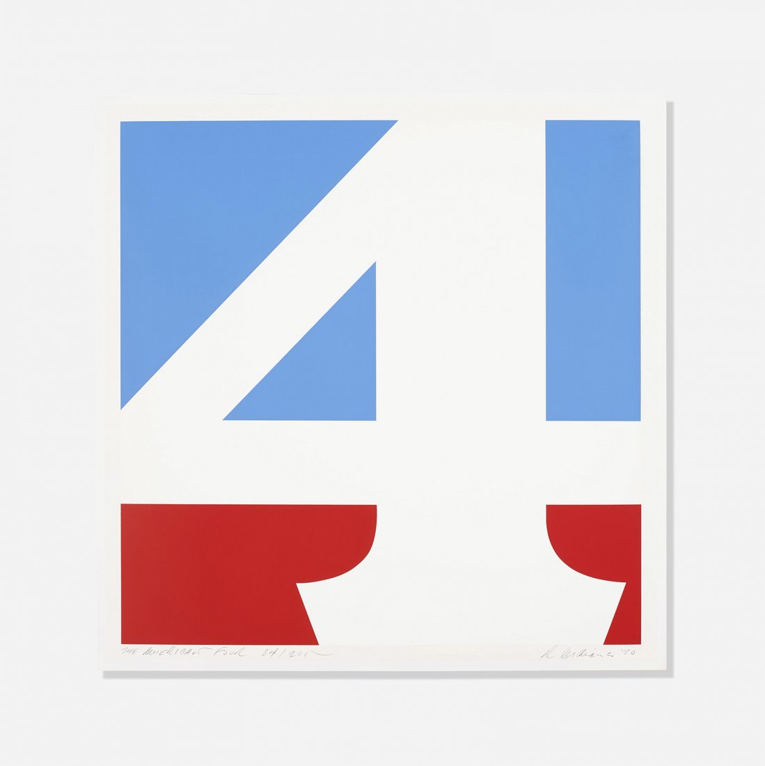 Robert Indiana The American Four: Robert Indiana The American Four USA, 1970 screenprint on paper 23.75 h x 23.75 w inches Signed, titled, dated and numbered to lower edge 'The American Four 84/200 R. Indiana 70'. This work is number