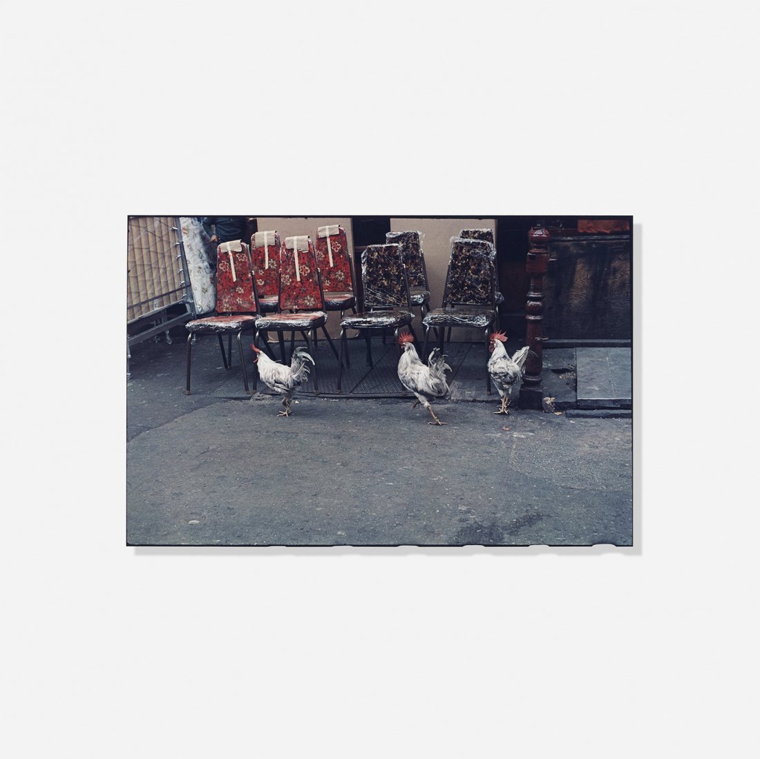 Helen Levitt Three Roosters: Helen Levitt Three Roosters United States, 1971/1991 dye transfer print 9.25 h x 14 w inches Signed, dated and inscribed to verso '3.4.1971 Dye transfer Helen Levitt (1991 Sinno)'.