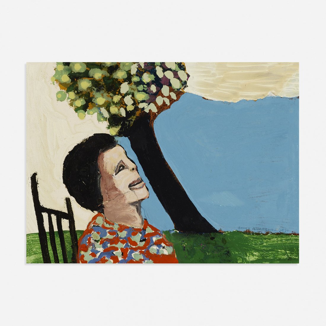 Benny Andrews The Wind: Benny Andrews The Wind USA, 1970 oil and collage on artist's board 9 h x 12 w inches Signed and dated to lower right 'Benny Andrews 1970'. Provenance: ACA Galleries, New York | Private collection