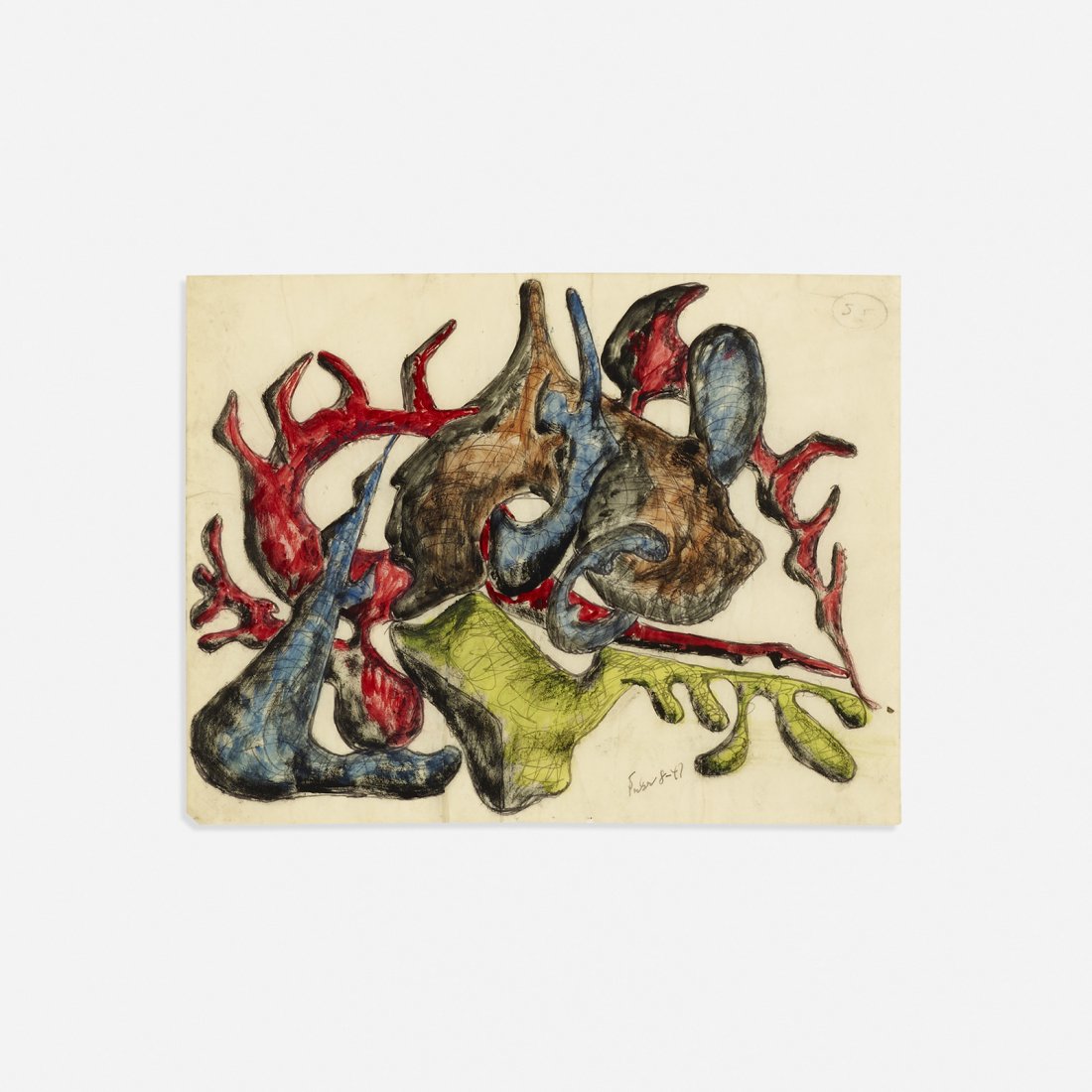 Herbert Ferber Untitled: Herbert Ferber Untitled USA, 1947 gouache and ink on paper 10 h x 11.5 w inches Signed and dated to lower right 'Ferber 8-47'.