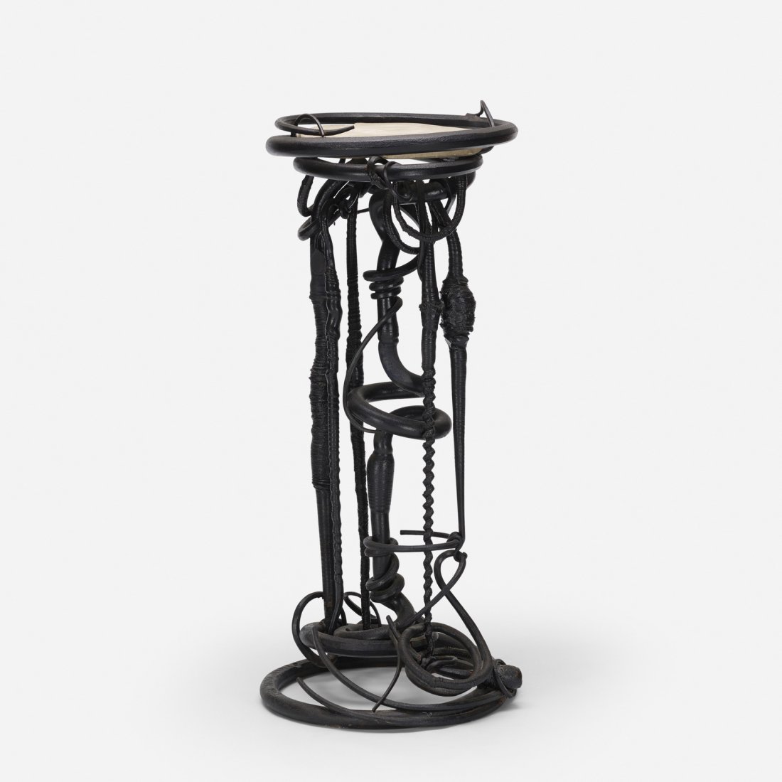 Albert Paley, Plant Stand: Albert Paley Plant Stand USA, 1982forged steel, limestone24 w x 24 d x 56 h in (61 x 61 x 142 cm) This work is from a series of plant stands revealing the artist's investigation of twisting techn