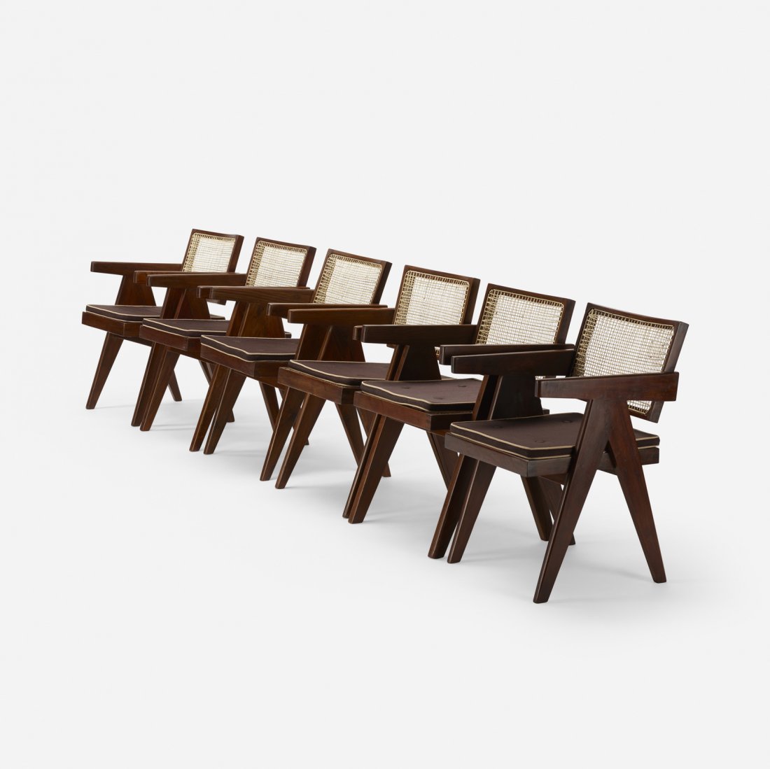 Pierre Jeanneret, set of 6 Office armchairs, Chandigarh (1 of 3)