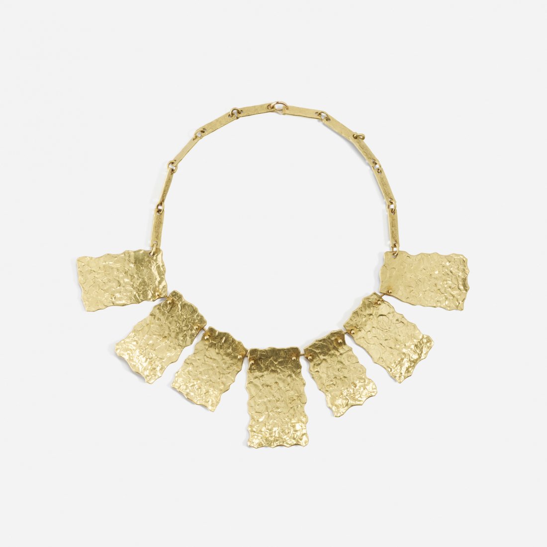 Ed Wiener, A custom gold necklace: Ed Wiener A custom gold necklace USA An 18 karat gold custom necklace made for the artist's daughter. Signed '18K Ed Wiener'. Necklace measures 15 inches in length. Total weight: 90.5 grams. Sold with