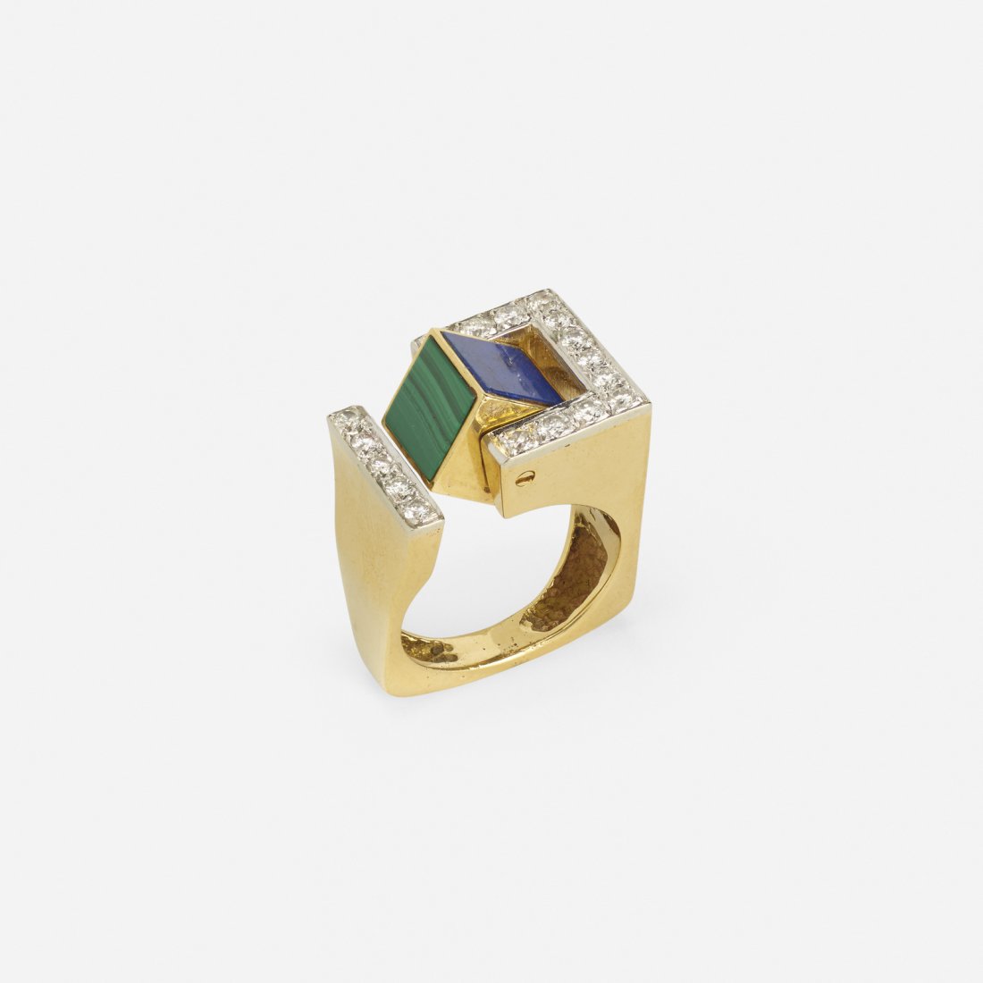 A gold, diamond, lapis, tiger's eye & malachite ring (1 of 1)