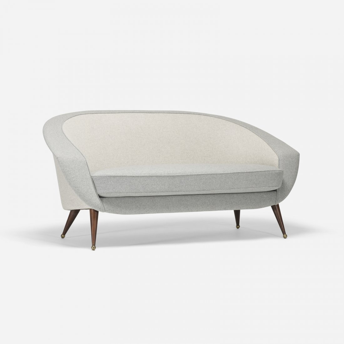 Folke Jansson, settee: Folke Jansson settee S.M. WincrantzSweden, 1953upholstery, beech, brass29.5 h x 63 w x 32 d in (75 x 160 x 81 cm)