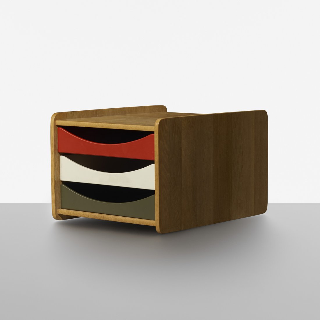 Borge Mogensen, desk organizer: Borge Mogensen desk organizer Karl Andersson & SonerDenmark, c. 1965oak, lacquered wood8.5 h x 10.75 w x 14 d in (22 x 27 x 36 cm)
