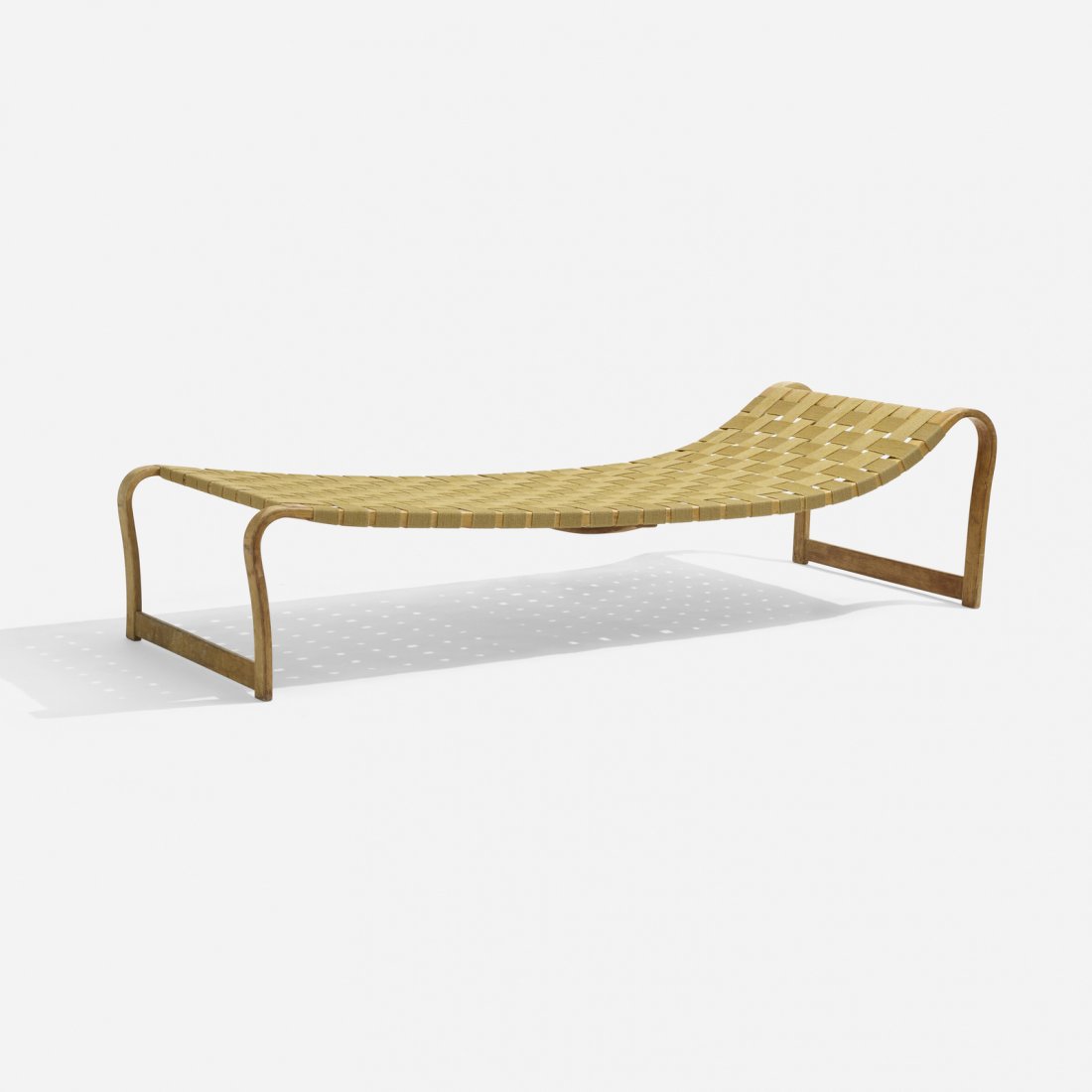 Bruno Mathsson, daybed: Bruno Mathsson daybed Firma Karl MathssonSweden, 1937birch plywood, canvas, upholstery31.5 h x 31.25 w x 80 d in (80 x 79 x 203 cm) Sold with the original cushion. Litera
