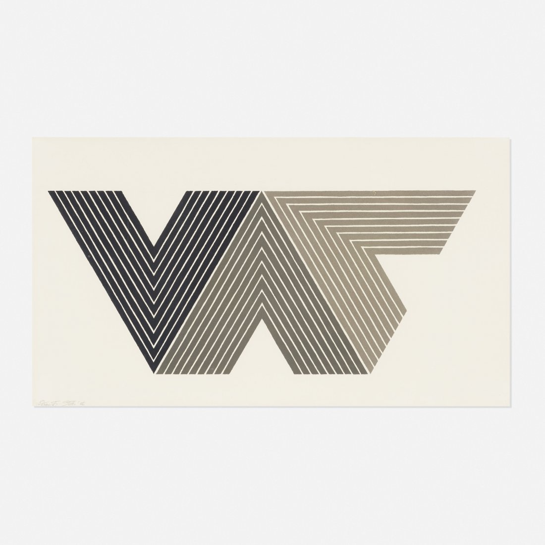 Frank Stella, Quathlamba I (from the V Series): Frank Stella Quathlamba I (from the V Series) 1968 lithograph on paper 16.25 h x 28.75 w in (41 x 73 cm) Signed, dated and numbered to lower edge '50/100 F. Stella 68'. This work is number 50 fro