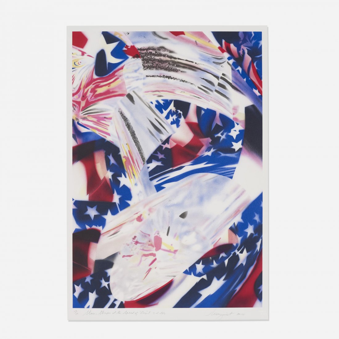 James Rosenquist, Stars & Stripes at the Speed of Light: James Rosenquist Stars and Stripes at the Speed of Light 2010 lithograph on Rives 350 gm BFK 42 h x 28.5 w in (107 x 72 cm) Sheet measures: 45 h x 30.5 w inches. Signed, titled, dated and numbere