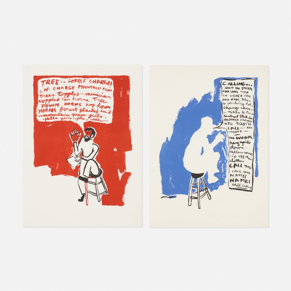Allan Kaprow, Trees and Calling (two works): Allan Kaprow Trees and Calling (two works) 1964screenprint on paper30 h x 22 w in (76 x 56 cm) Signed and numbered to lower right of Trees 'Allan Kaprow artist proof'. This work is an ar