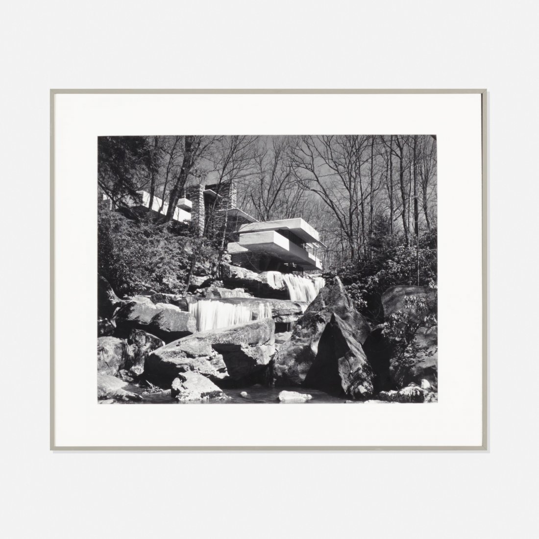 Ezra Stoller, Frank Lloyd Wright Fallingwater, Bear Run: Ezra Stoller Frank Lloyd Wright: Fallingwater, Bear Run, PA (with Jacques Lipchitz) 1963 / 1980gelatin silver print10.75 h x 13.75 w in (27 x 35 cm) Sheet measures: 11 h x 14 w inches. Signed a