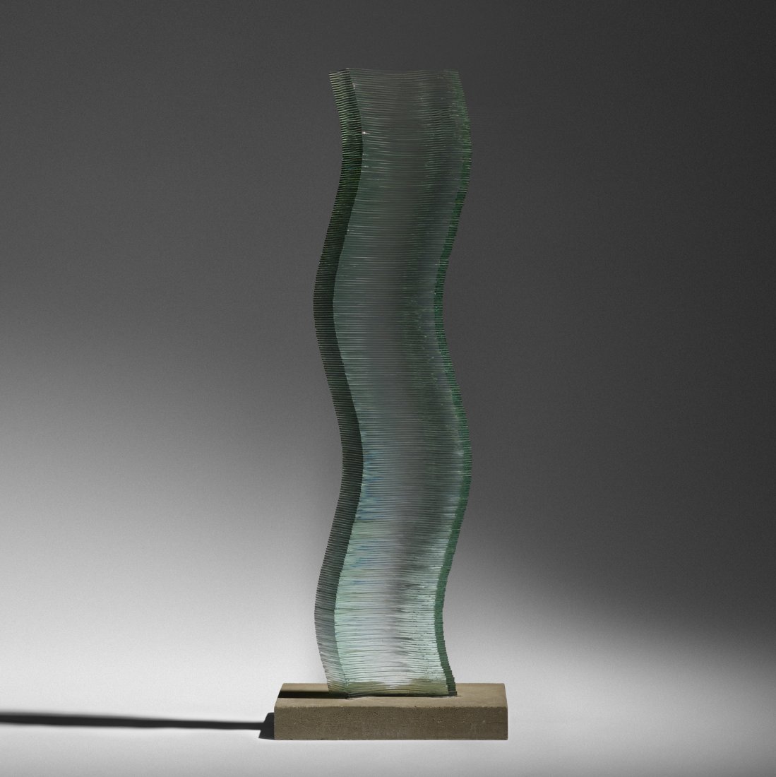 Niyoko Ikuta, Wave-5: Niyoko Ikuta Wave-5 Japan, 1987laminated sheet glass, concrete52 h x 18 w x 11.5 d in (132 x 46 x 29 cm) Provenance: Musee des Arts Decoratifs, Lausanne | Private Collection<